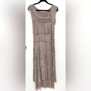 Elegant Women’s Ruffled Maxi Dress Gray S/M